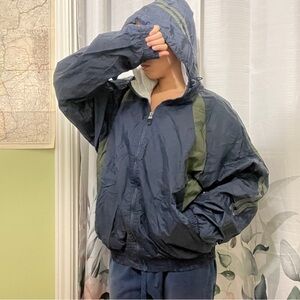 Athletic Works Blue and Green Windbreaker Hooded Jacket